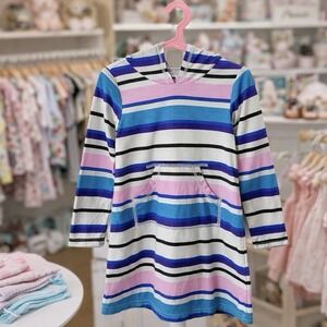 Tea Collection Striped Hooded Pullover Dress Comfort Summer Spring Play 5